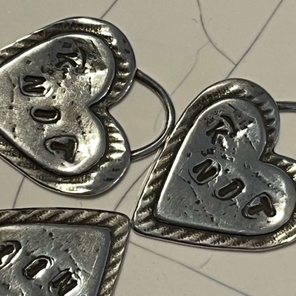 925 Sterling Silver 'Knit' Knitting Heart Pendant Bracelet Charm USA